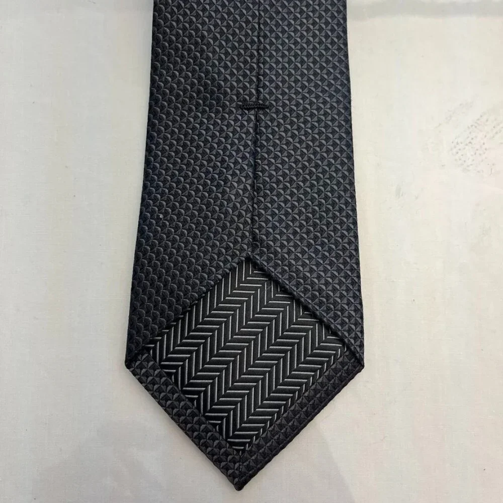 Nordstrom 100% Silk Jacquard Tie Black 3.5